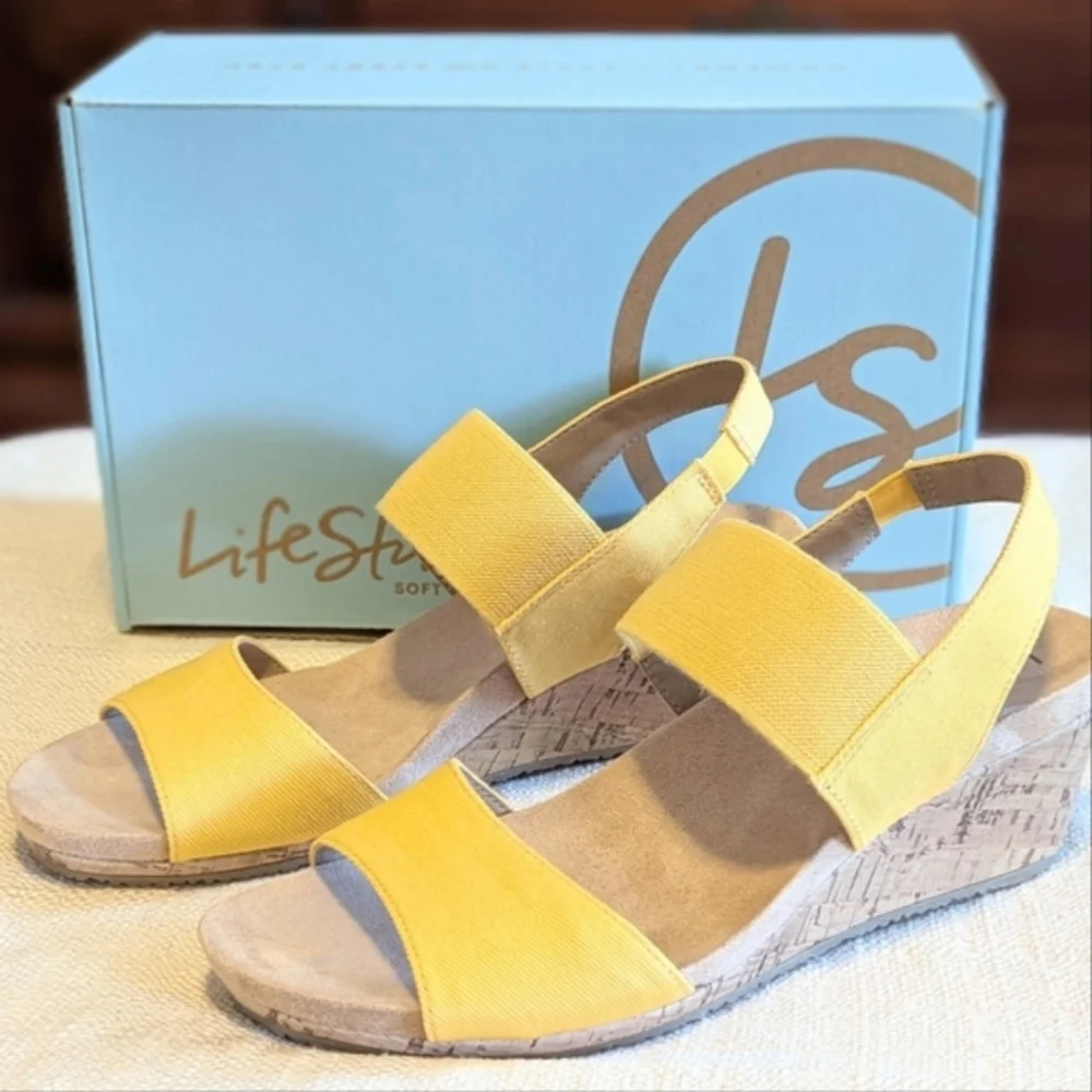 NIB Wide Life Stride Maldives Marigold Cork Wedge Shoes